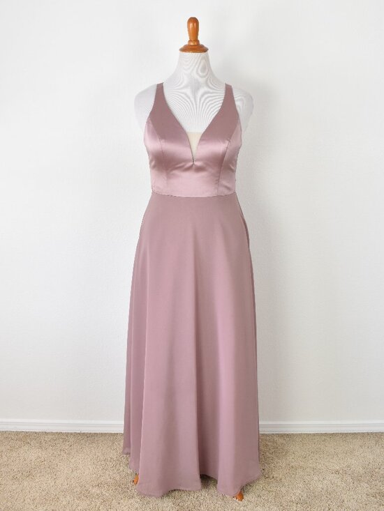 SORELLA VITA Dresses & Skirts - Sorella Vita 9318 Dusty Rose Satin and Chiffon Strappy V-Neck Formal Dress - 12